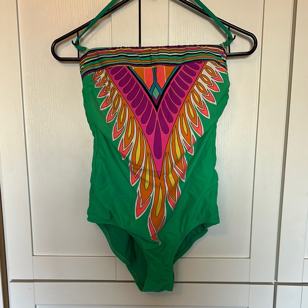 Trina Turk Green and Multicolor One Piece Swimsuit